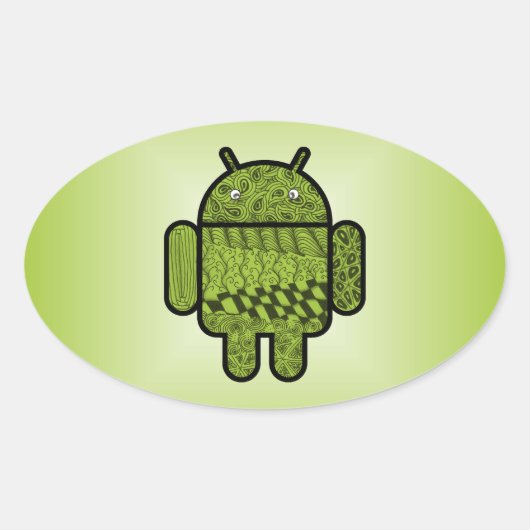 ペイズリーキャラクター(アンドロイド™ロボット) 楕円形シール (正面)