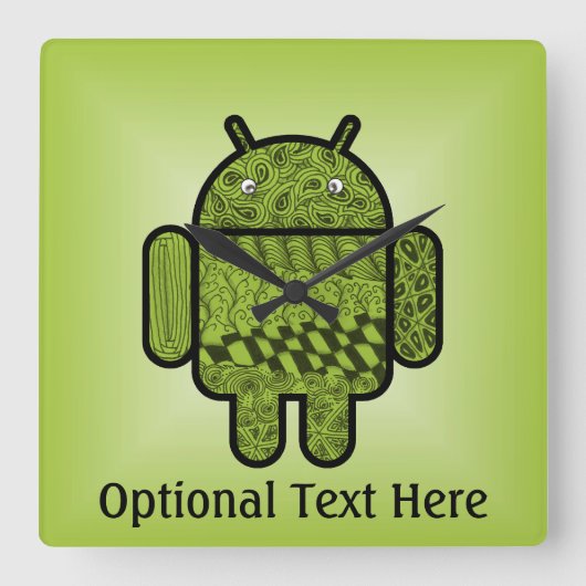 ペイズリーキャラクター for the Android™ ロボット スクエア壁時計 (正面)