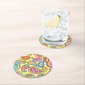 ペイズリーキュイカラフル子供の誕生日パーティー ラウンドペーパーコースター (インサイチュ)