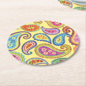 ペイズリーキュイカラフル子供の誕生日パーティー ラウンドペーパーコースター (アングル)
