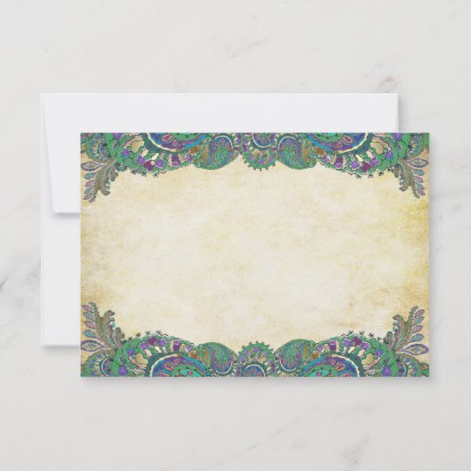 ペイズリークジャク結婚カラーの応答カード 出欠カード (裏面)