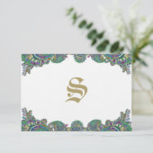 ペイズリークジャク結婚カラーの応答カード 出欠カード (スタンド正面)