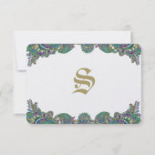 ペイズリークジャク結婚カラーの応答カード 出欠カード (正面)