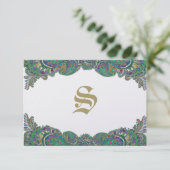 ペイズリークジャク結婚カラーの応答カード 出欠カード (スタンド正面)