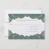 ペイズリークジャク結婚カラーの応答カード 出欠カード (裏面)