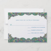 ペイズリークジャク結婚カラーの応答カード 出欠カード (裏面)