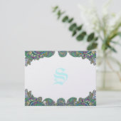 ペイズリークジャク結婚カラーの応答カード 出欠カード (スタンド正面)