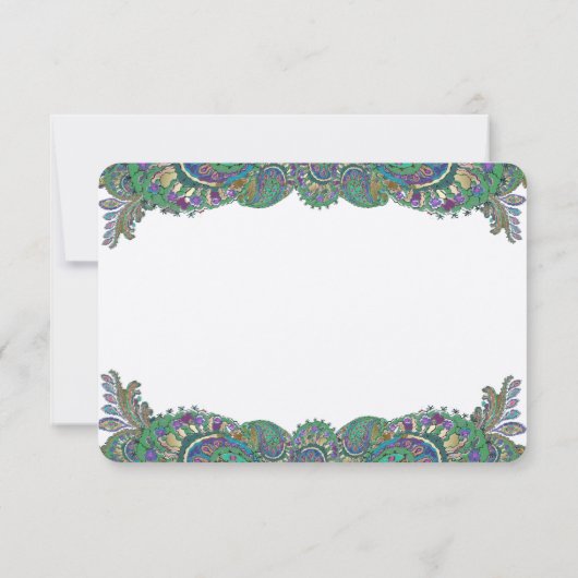 ペイズリークジャク結婚カラーの応答カード 出欠カード (裏面)