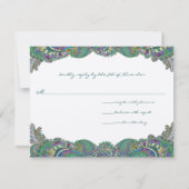 ペイズリークジャク結婚カラーの応答カード 出欠カード (裏面)