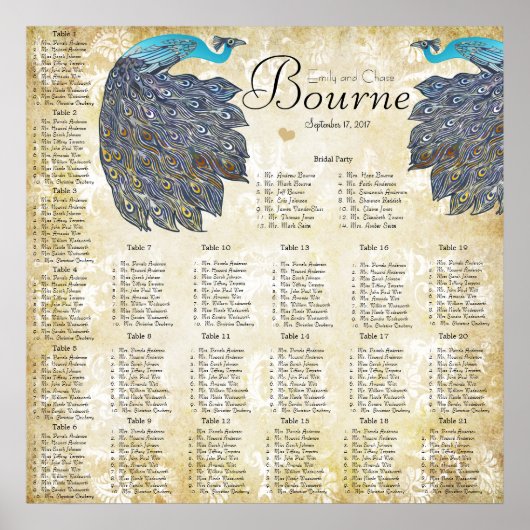 ペイズリークジャックカラー披露宴シーティングチャート ポスター (正面)