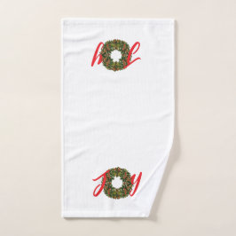 ペイズリークリスマスリースJOYクリスマス ハンドタオル