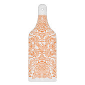 ペイズリーコーラルオレンジラブバードパターン カッティングボード (正面)