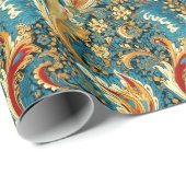 ペイズリーゴールデンフラワー抽象芸術パターン2 ラッピングペーパー (ロールコーナー)
