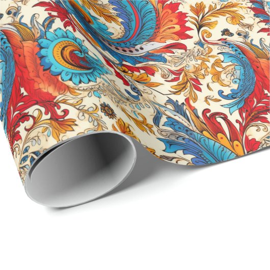 ペイズリーゴールデンフラワー抽象芸術パターン4 ラッピングペーパー (ロールコーナー)