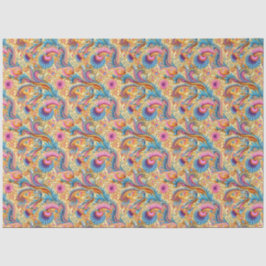 ペイズリーゴールデンフラワー抽象芸術パターン6 薄葉紙