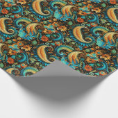 ペイズリーゴールデンフラワー抽象芸術パターン7 ラッピングペーパー (角)