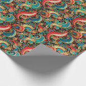 ペイズリーゴールデンフラワー抽象芸術パターン8 ラッピングペーパー (角)