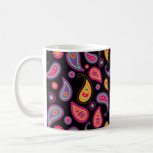 ペイズリーシカラフルームレスパターン コーヒーマグカップ (左)