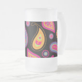 ペイズリーシカラフルームレスパターン フロストグラスビールジョッキ (正面右)