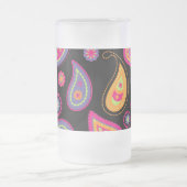 ペイズリーシカラフルームレスパターン フロストグラスビールジョッキ (中央)