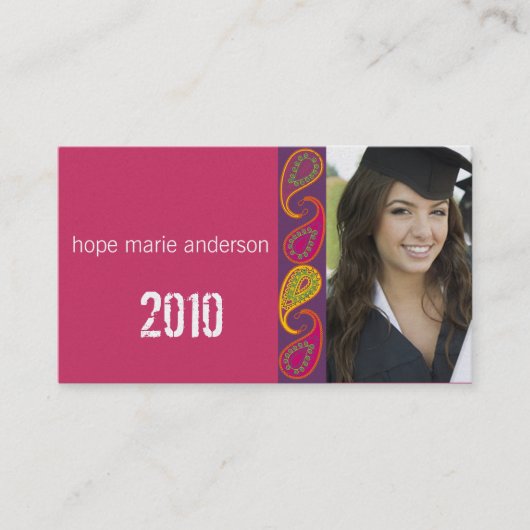 ペイズリーシニア写真シニアプロファイルカード 名刺 (正面)