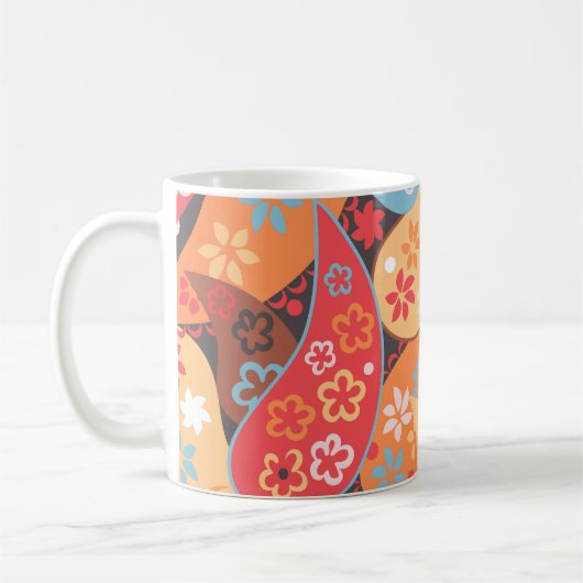 ペイズリーシームレスパターン、カラフルヴィンテージハンドdr コーヒーマグカップ (左)