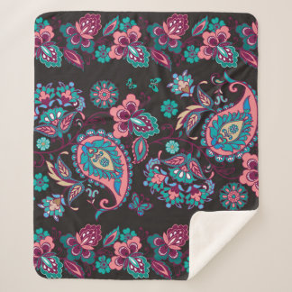 ペイズリーストライプ：黒い装飾シームレス シェルパブランケット