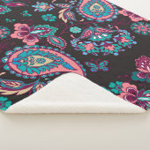 ペイズリーストライプ：黒い装飾シームレス シェルパブランケット (3/4)