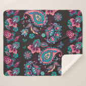 ペイズリーストライプ：黒い装飾シームレス シェルパブランケット (正面(横))