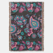 ペイズリーストライプ：黒い装飾シームレス スローブランケット (正面縦)