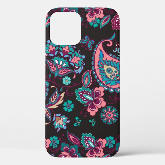 ペイズリーストライプ：黒い装飾シームレス Case-Mate iPhoneケース (裏面)