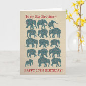 ペイズリーゾウ15番目の誕生日カード、ビッグブラザー カード (黄色い花)