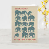 ペイズリーゾウ15誕生日カードforゴッドソン カード (黄色い花)