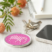 ペイズリーゾウ – アイスピンクと明るい赤紫色 キーホルダー (側面)