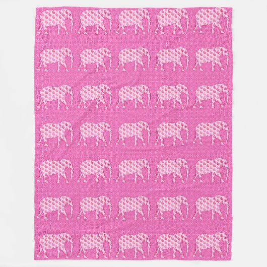 ペイズリーゾウ – アイスピンクと明るい赤紫色 フリースブランケット (正面)