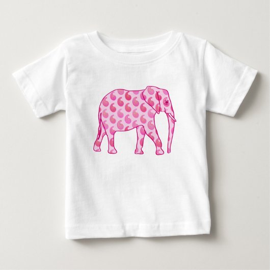 ペイズリーゾウ – アイスピンクと明るい赤紫色 ベビーTシャツ (正面)