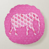 ペイズリーゾウ – アイスピンクと明るい赤紫色 ラウンドクッション (正面)