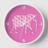 ペイズリーゾウ – アイスピンクと明るい赤紫色 壁時計 (正面)