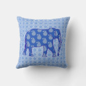 ペイズリーゾウ – コバルトブルーとホワイト クッション (裏面)