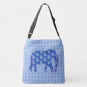 ペイズリーゾウ – コバルトブルーとホワイト クロスボディバッグ (裏面)