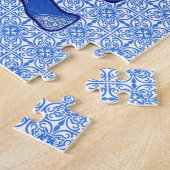 ペイズリーゾウ、コバルトブルーとホワイト ジグソーパズル (側面)