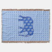ペイズリーゾウ – コバルトブルーとホワイト スローブランケット (正面)