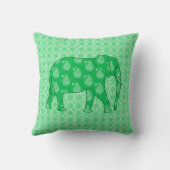 ペイズリーゾウ – jade緑と白 クッション (裏面)