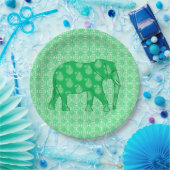 ペイズリーゾウ – jade緑と白 ペーパープレート (パーティー)