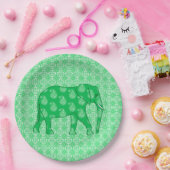 ペイズリーゾウ – jade緑と白 ペーパープレート (パーティー)