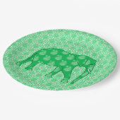 ペイズリーゾウ – jade緑と白 ペーパープレート (アングル)