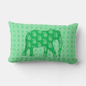 ペイズリーゾウ – jade緑と白 ランバークッション (裏面)