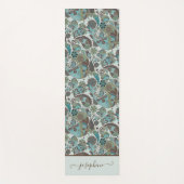 ペイズリーダスティブルーブラウンヴィンテージボー ヨガマット (正面)