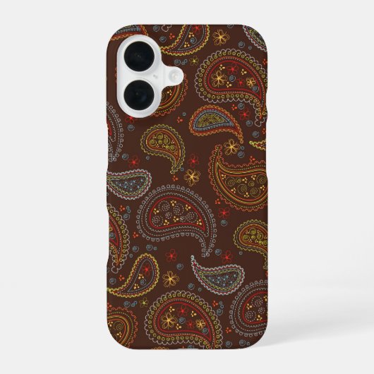 ペイズリーテクスチャ背景 iPhone 16ケース (裏面)