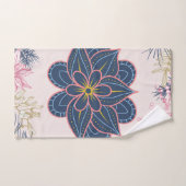 ペイズリーデザインブルーとパープルグラフィックアート バスタオルセット (ハンドタオル)